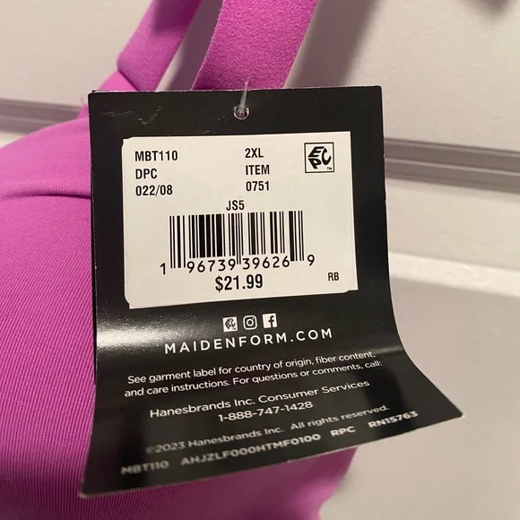 NWT Lot of 2 Hanes/Maidenform Comfort Bras, Sz. 2XL, Purple/Pink!! - Picture 6 of 13